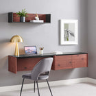 Modway - Kinetic Support mural de 38" Bureau avec armoire et tablette - Black Cherry-Assemblée requise