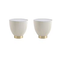 Manhattan Comfort - Lot de 2 tables d’appoint Anderson 46,8 cm modernes, revêtement similicuir, crème-Table d’appoint moderne - Lot de 2 pour salon