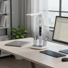 Xtricity - Lampe de bureau tactile LED pliable avec ventilateur et horloge numérique - Blanc-Température de couleur 3CCT sélectionnable : blanc doux, lumière du jour et blanc froid