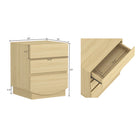Manhattan Comfort - Ardea 20" Table de nuit contemporaine à 3 tiroirs - Chêne naturel-Trois tiroirs de rangement offrant un espace généreux pour garder les essentiels du quotidien bien organisés