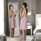 HOMCOM - Miroir pleine longueur sur pied à poser contre le mur - 21 po l x 64 po H - gris-Cadre en MDF bicoloure qui améliore l’esthétique de la décoration intérieure 