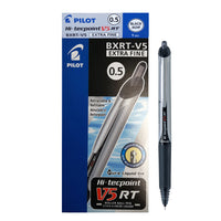 Pilot - Stylos à bille roulante Hi-Tecpoint Grip V5 à pointe rétractable – 0,5 mm – noirs – paquet de 12  -Stylo à bille roulante à pointe en aiguille  