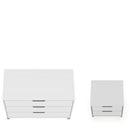 Manhattan Comfort - Rockefeller commode et table de chevet style milieu du siècle moderne - blanc - ensemble de 2-Parfait pour le rangement ou l’exposition d’objets