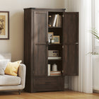 HOMCOM - Armoire de rangement de cuisine 69 po haute avec étagères réglables - brun café-Surface recouverte de mélamine pour une résistance aux rayures et un nettoyage facile 
