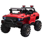 Aosom - voiture électrique pour enfants 2 places 12v rc camion de police - rouge-Camion de police électrique à 2 places avec ceintures de sécurité pour 2 enfants de 3 à 6 ans 