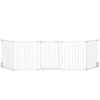 PawHut - Parc pour chiens d’intérieur pour petits et moyens chiens avec porte - blanc-Peut être utilisé comme barrière autoportante ou fixé au mur avec les accessoires inclus 