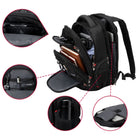 Swissdigital - Sac à dos noir NEPTUNE avec localisateur SDD-PORT DE CHARGE USB INTÉGRÉ - Équipé d'un port de charge USB avec conception de câble intégré, offrant un accès rapide pour charger vos appareils électroniques tels que smartphones, tablettes, Kindles et tous les autres appareils USB en déplacement tout en les utilisant en même temps.