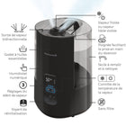 Honeywell - Humidificateur à vapeur froide + vapeur tiède Double Confort-Humidistat réglable : permet de maintenir le taux d’humidité désiré entre 30 % et 69 %