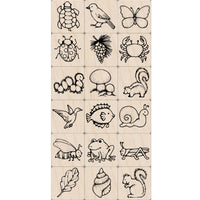Hero Arts Tampons Nature Encre et Tampon - Lot de 18-18 mini timbres en bois