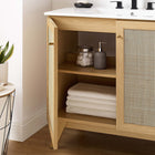 Modway - Soma 36" Armoire de toilette de salle de bain (lavabo non inclus) - Chêne-Portes en rotin tissé