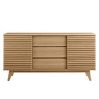 Modway - Render Table buffet de buffet de 63 po ou Meuble TV, Chêne-Étagères ajustables des deux côtés