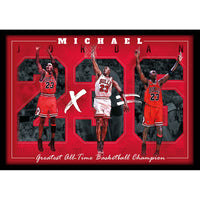 Frameworth - Michael Jordan 6 fois champion NBA Bulls de Chicago memorial - impression encadree - 27,5 po l x 38,5 po H-Sous licence officielle de la NBA mettant en vedette Michael Jordan et l'heritage de six championnats NBA des Bulls de Chicago de 1991 a 1998 - la plus grande dynastic de l'histoire moderne du basketball