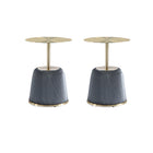 Manhattan Comfort - Lot de 2 tables d’appoint modernes Anderson 40 cm, revêtement similicuir gris-Table d’appoint moderne - Lot de 2 pour salon