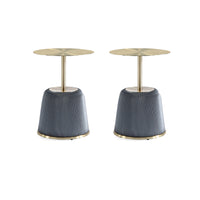 Manhattan Comfort - Lot de 2 tables d’appoint modernes Anderson 40 cm, revêtement similicuir gris-Table d’appoint moderne - Lot de 2 pour salon