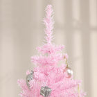 HOMCOM - Sapin de Noël artificiel 6' mince - décoration de fête - rose-Couleur : rose 