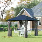 Outsunny - Pavillon à toit rigide 10 pi l x 10 pi L - pavillon de patio - noir-Pavillon à toit rigide avec revêtement en poudre résistant à la rouille, à la corrosion et à l’écaillage pour une utilisation durable