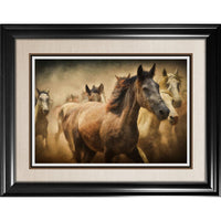 Running Horses - Impression encadree - 36" x 28"-Impression d'art de haute qualité avec passe-partout et encadrement professionnel