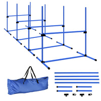 PawHut - Ensemble de 4 équipements d’agilité pour dressage de chien avec sac de transport, bleu-Ensemble de 4 haies permet à vous et votre chien de pratiquer des exercices simples et avancés 