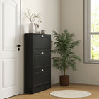 HOMCOM - Armoire à chaussures étroite avec 3 tiroirs basculants pour entrée - noir-Design moderne adapté à la plupart des styles de décoration intérieure 