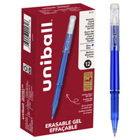 uni-ball - Stylos gel effaçables - 0,7 mm - Bleu - paquet de 12-Stylos gel