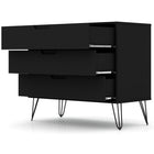 Manhattan Comfort - Rockefeller commode 3 tiroirs style milieu du siècle de 35,24 po - noir - lot de 2-Pieds évasés en fil métallique à la mode pour une durabilité accrue