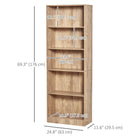 HOMCOM - Bibliothèque 5 niveaux avec étagères réglables pour salon, bureau à domicile - bois naturel-Dispositifs anti-basculement pour plus de sécurité et de stabilité 