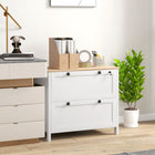 HOMCOM - Armoire latérale à dossiers avec serrure - blanc-Le tiroir supérieur est équipé d’une serrure avec deux clés pour un rangement sécurisé 