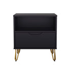 Manhattan Comfort - Table de nuit Avira 20" style mid-century moderne à 1 tiroir - Noir-Table de nuit propre et moderne avec une finition en stratifié lisse pour un aspect chaleureux et naturel
