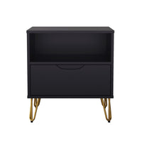 Manhattan Comfort - Table de nuit Avira 20" style mid-century moderne à 1 tiroir - Noir-Table de nuit propre et moderne avec une finition en stratifié lisse pour un aspect chaleureux et naturel
