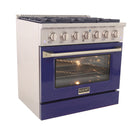 Kucht - 36 po Série KNG Cuisinière Pro Style au gaz propane - Acier inoxydable/Bleu-Allumage électronique avec rallumage automatique réduisant les risques de fuites de gaz pour plus de sécurité