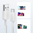 Anker - Câble Tressé USB-A vers USB-C 3ft - Blanc-Conforme aux normes USB-IF – Garantit une sécurité maximale lors de la charge