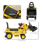 HOMCOM - Véhicule bulldozer porteur pour enfants - jaune-La pelle se lève et s'abaisse pour ramasser du sable, de la terre ou de la neige 