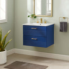 Modway - Daybreak 24" Vanette de salle de bain - Bleu-blanc-RANGEMENT DE SALLE DE BAIN - Organisez les essentiels de la salle de bain et gardez le comptoir propre avec ce meuble. Avec un design spécial adapté à la plomberie, les tiroirs du bas spacieux offrent un espace de rangement suffisant
