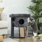 PawHut - Arbre à chat, petite tour avec perchoir, poteau à griffer - gris foncé-Coussin à griffer en jute inclus, permettant aux chats d’aiguiser leurs griffes et de ne pas utiliser vos meubles 