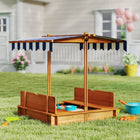 Outsunny - Bac à sable carré couvert pour enfants avec couvercle et auvent réglable - 106 x 106 cm - Rouge-Abaisser complètement le toit pour créer un couvercle 