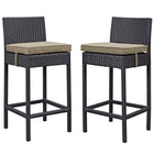 Modway - Lift Terrasse extérieure Tabouret de bar - Espresso Moka - Ensemble de 2-Pour divertir ou pour un usage quotidien