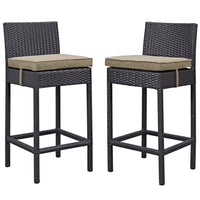 Modway - Lift Terrasse extérieure Tabouret de bar - Espresso Moka - Ensemble de 2-Pour divertir ou pour un usage quotidien
