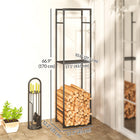Outsunny - Porte-bûches extérieur- support à bûches robuste avec étagère réglable-Cadre en métal avec revêtement en poudre supportant jusqu'à 100 kg et résistant à la rouille pour une durabilité accrue 