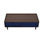 Manhattan Comfort - Table basse Duane 120 cm style mid-century moderne - marron foncé et bleu marine-21,65 po L x 47,24 po l x 15,47 po H