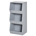 HOMCOM - Armoire de rangement pour enfants avec 3 étagères pour salle de jeux, chambre - gris-Convient pour la chambre d'enfant, le salon, la salle de jeux et la garderie  
