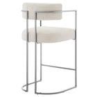 Modway - Huron Dos courbé Tissu et métal Tabouret de comptoir - Crème d’argent-Entièrement assemblé