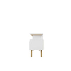 Manhattan Comfort - Meuble TV Yonkers 62,99 po style Mid-Century Modern - Blanc-Base encadrée élégante à pieds évasés fabriquée en bois massif pour une durabilité accrue