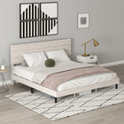 HOMCOM - Cadre de lit plateforme king size rembourré avec tête de lit - blanc crème-Aucun sommier requis 