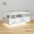 HOMCOM - Table basse moderne avec lumières LED - blanc brillant-Finition brillante sur le plateau et les façades de tiroirs pour une touche élégante