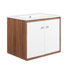 Modway - Transmit 24" Vanité de salle de bain murale - Blanc noyer-Assemblée requise