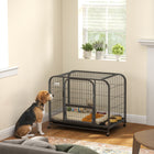PawHut - Cage pour chien robuste, grande cage pour chien avec roulettes-La grande ouverture supérieure facilite l’interaction et le réconfort avec votre animal 
