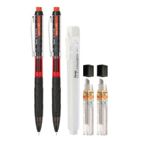 Pentel - Ensemble de 2 crayons Q-Erase 0,5 mm avec mines de rechange et efface.-Q-Erase est un complément amusant et coloré à la famille des portemines Twist-Erase