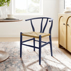 Modway - Amish 32" Chaise d’accent pour salle à manger - Bleu Minuit-Supports de barre pour les pieds
