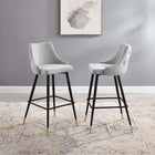 Modway - Adorn Performance Velvet Tabouret de bar - Gris clair - Ensemble de 2-Rembourrage en velours polyester Performance