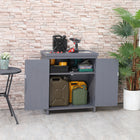 Outsunny - armoire de rangement de jardin avec dessus galvanisé et deux étagères-Fabriqué en bois massif durable
